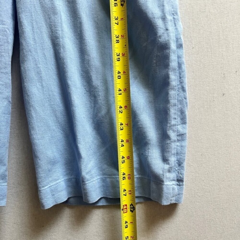 Zara Linen Blend Baby Blue Tie Front Cropped Pants Jumpsuit XS - Picture 12 of 14